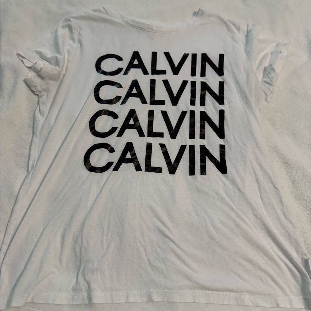 Calvin Klein Jeans White Tee with Bold Black Print